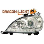 jeu droit + gauche de phare à LED diurnes, DragonLights, chrome       MERCEDES W163,  98-01       chrome